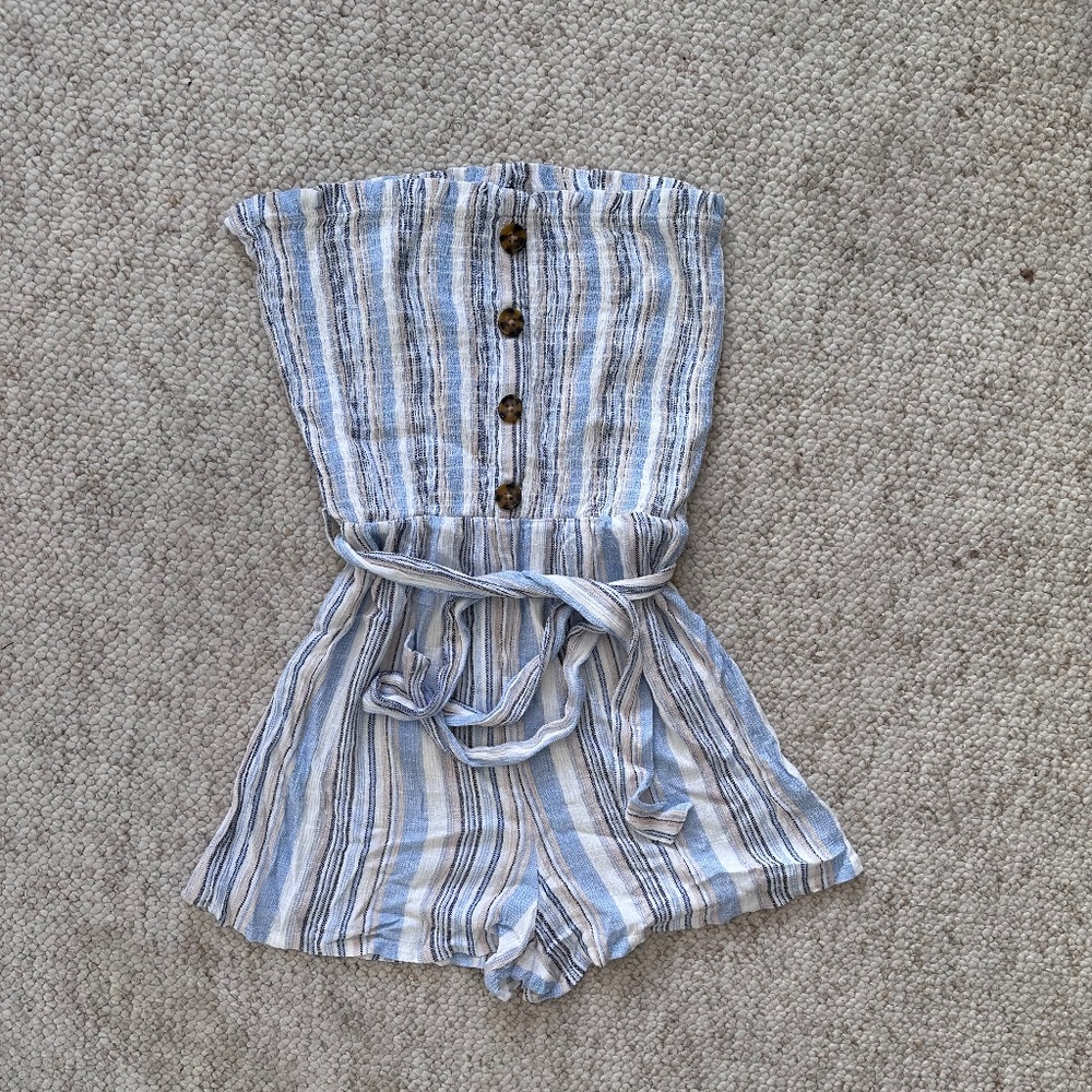Strapless Striped Romper